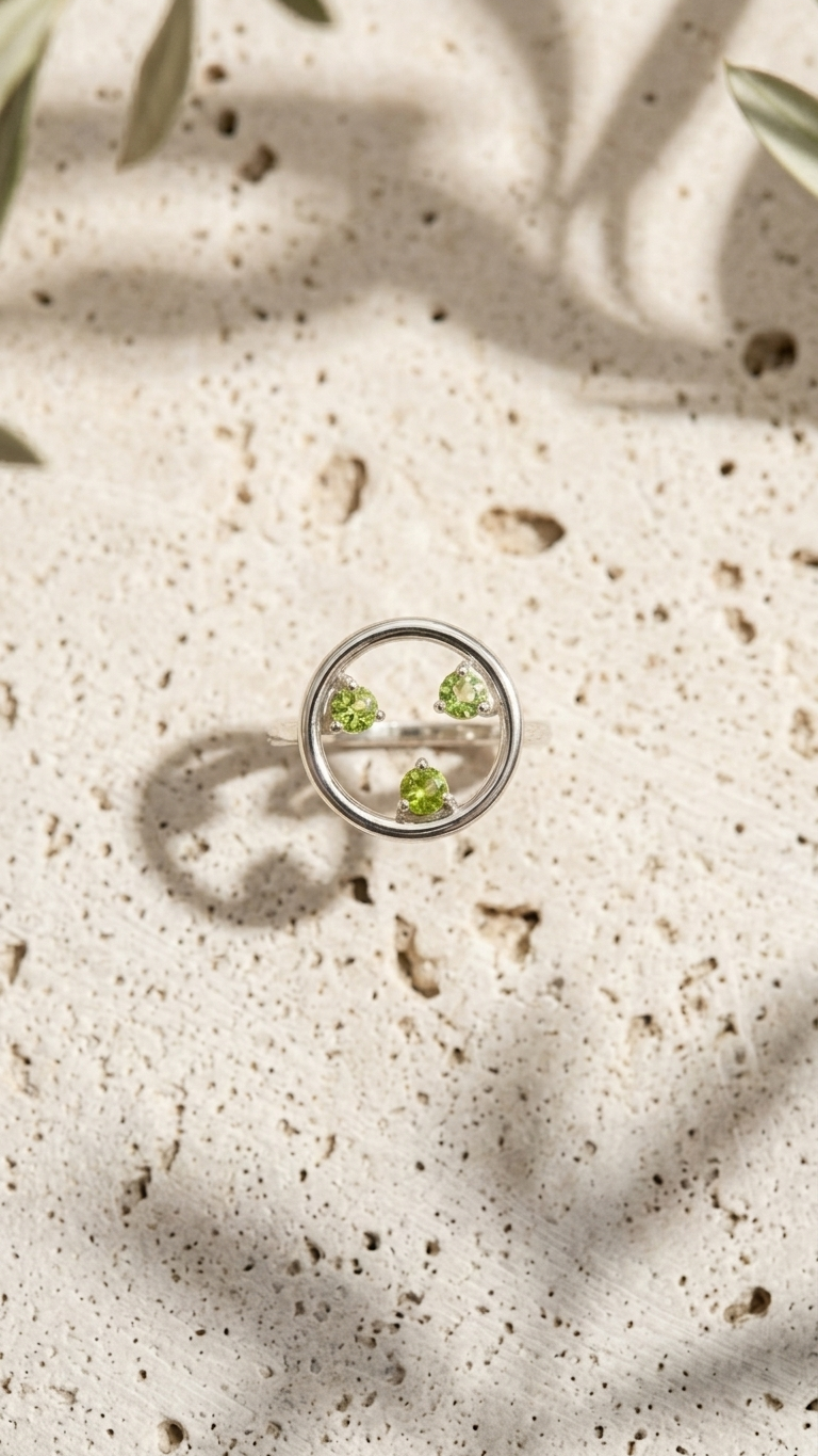 Anillo ÓRBITA · Moissanitas Verdes en Plata 925