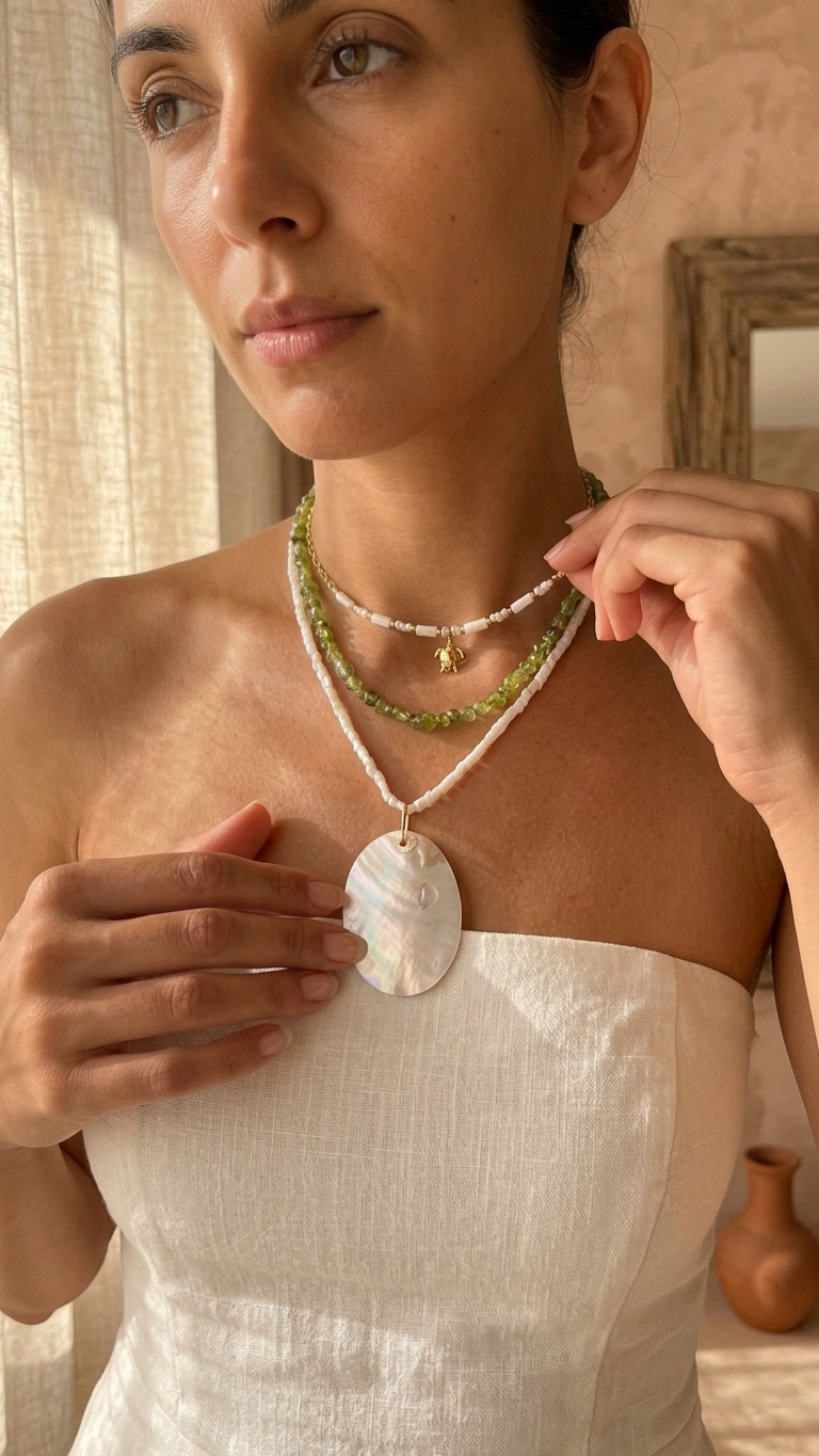 Collar Set EDÉN · Nácar & Peridoto