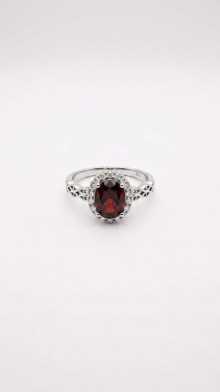 Anillo EMBER de Plata 925 con Granate Natural