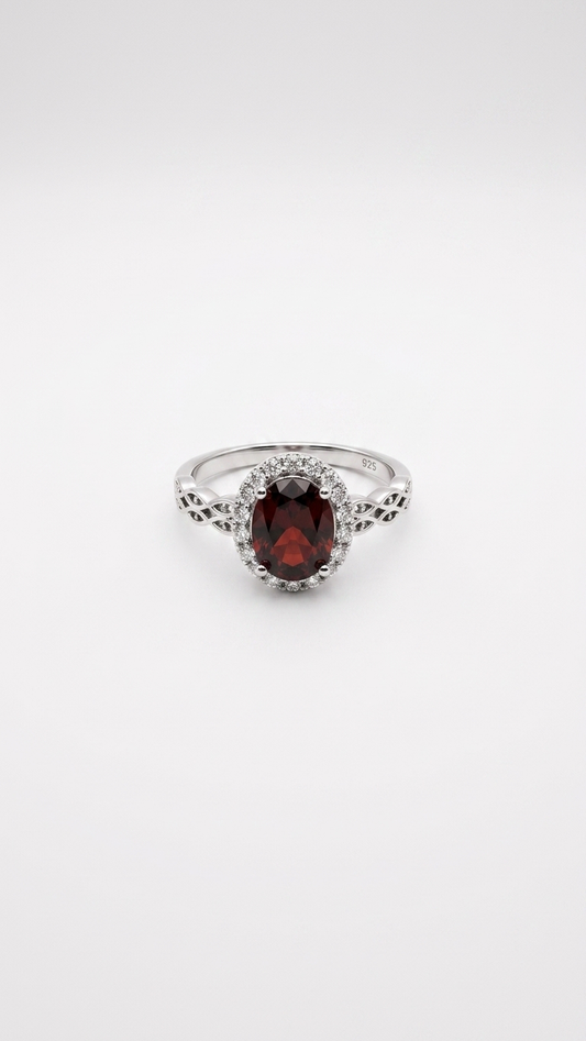 Anillo EMBER de Plata 925 con Granate Natural
