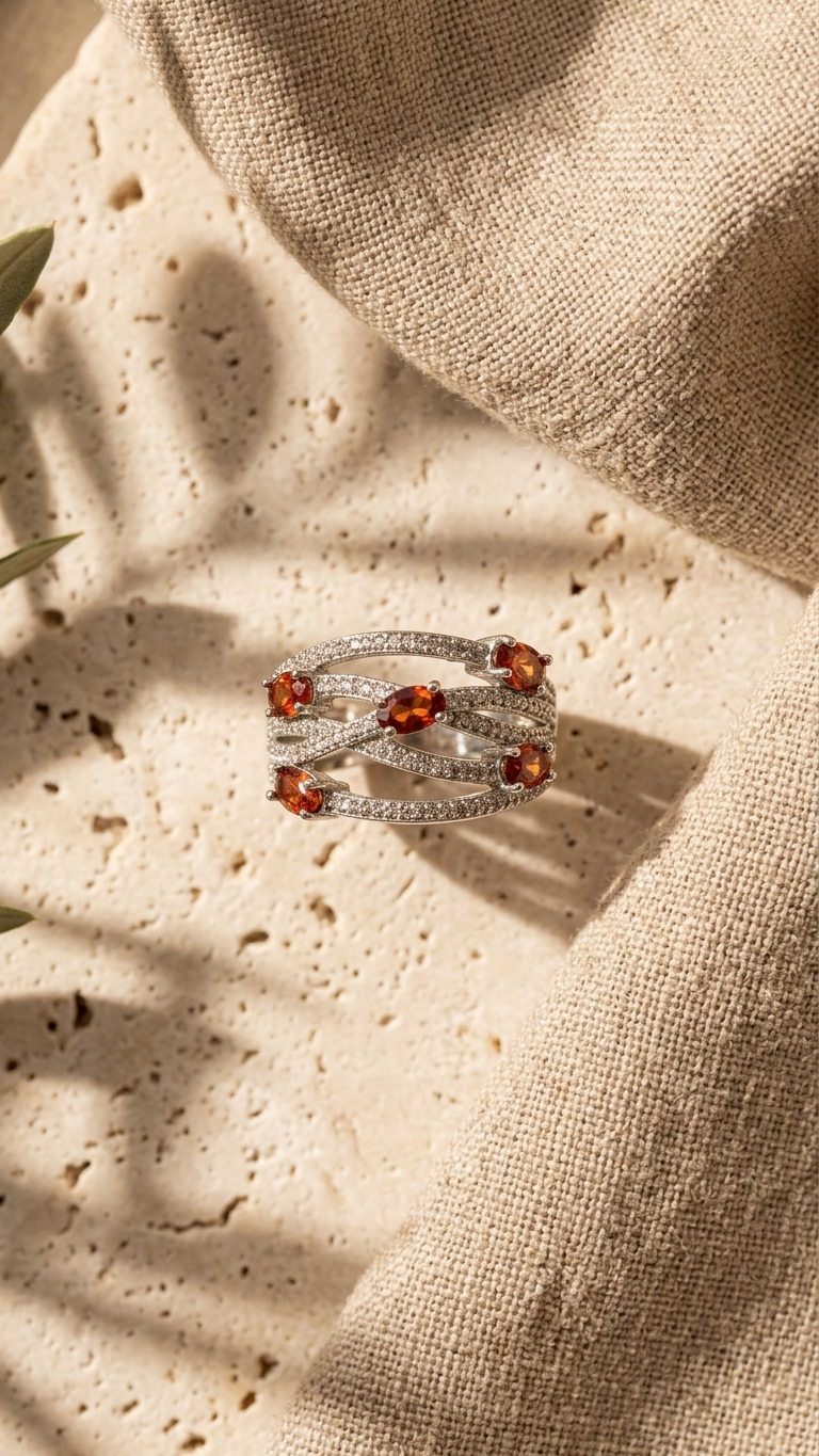 Anillo GARNET con Granates Facetados