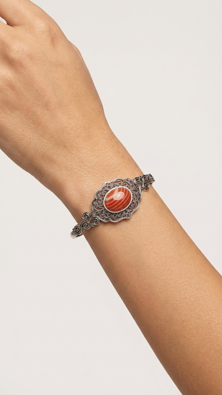 Brazalete CARMINE de Cornalina Natural