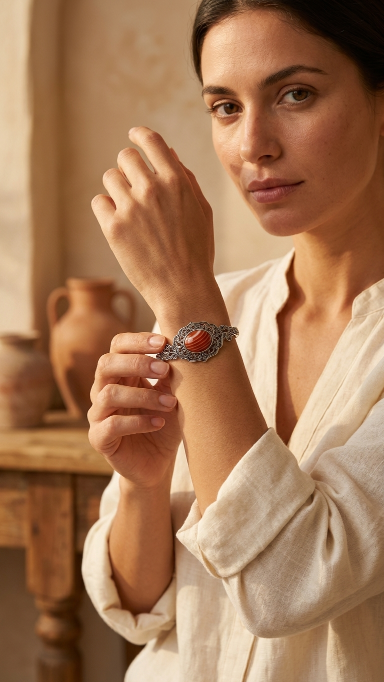Brazalete CARMINE de Cornalina Natural