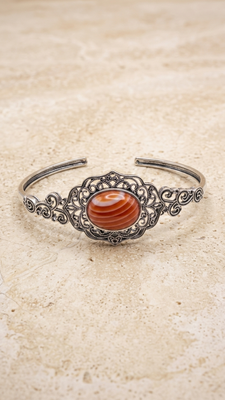 Brazalete CARMINE de Cornalina Natural