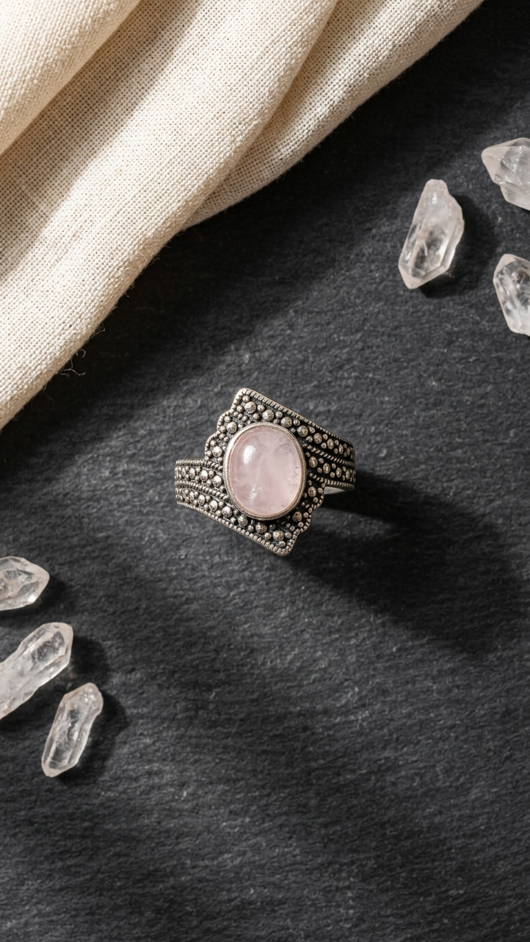 Anillo AURA — Cuarzo Rosa