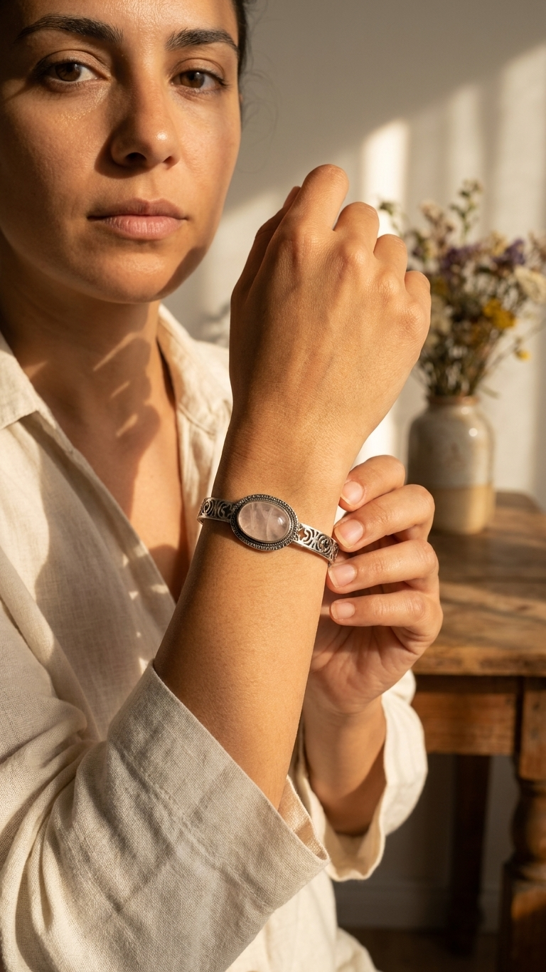 Brazalete SELENE - Cuarzo Rosa