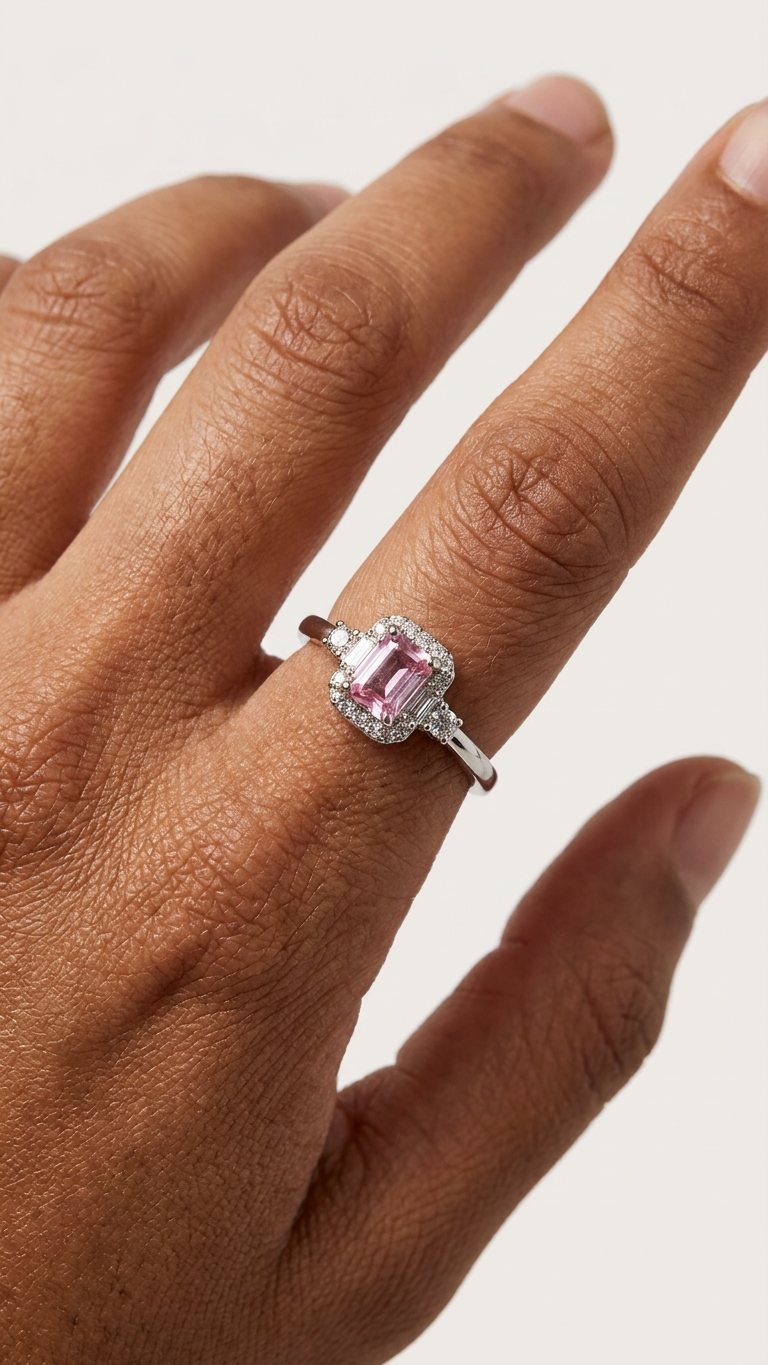 Anillo ÉCLAT - Cuarzo Rosa y Circonitas