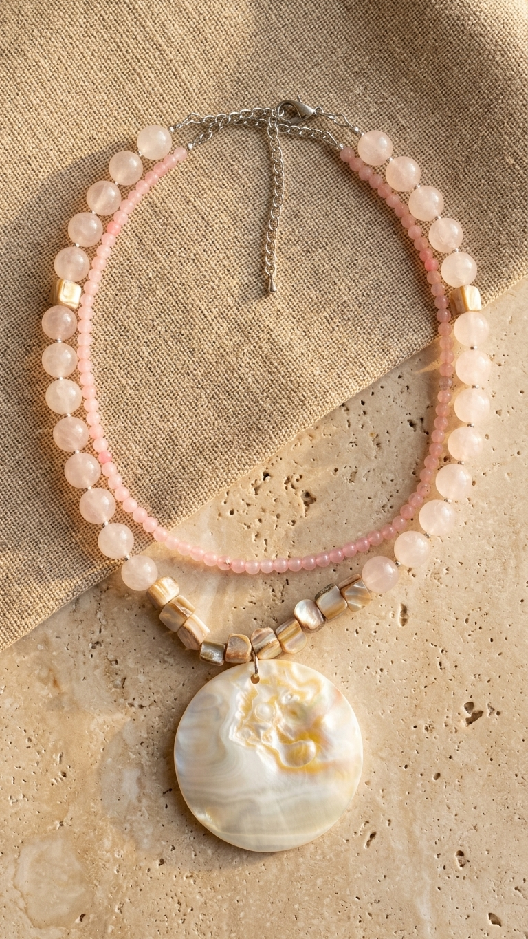 Set Nácar — Cuarzo Rosa y Madreperla