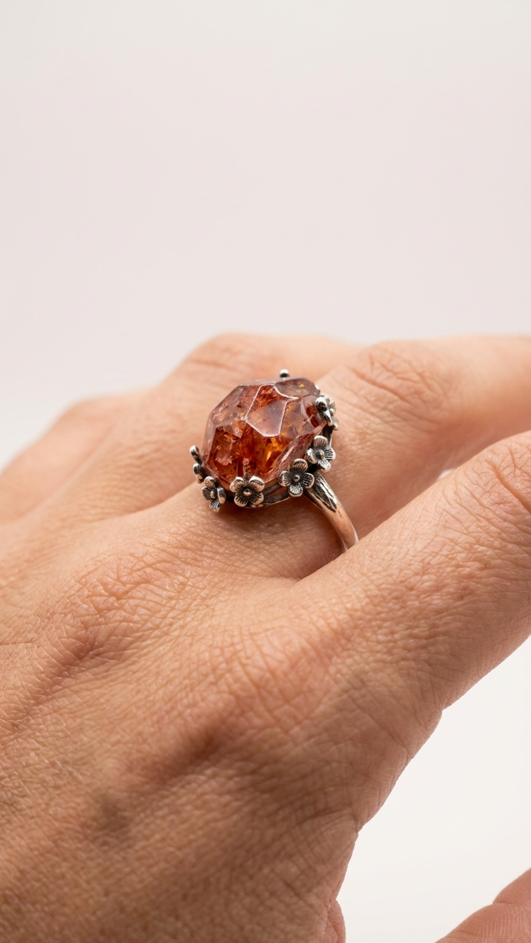 ANILLO FLOREA · CUARZO FUEGO