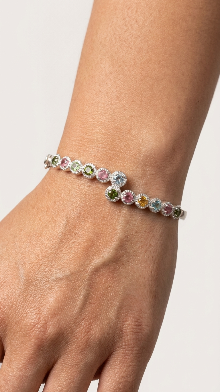 Brazalete ARIA  Turmalinas multicolor y circonitas