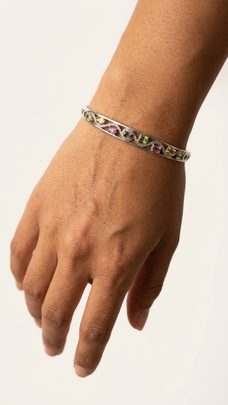 Brazalete ELARA  Turmalinas multicolor y circonitas