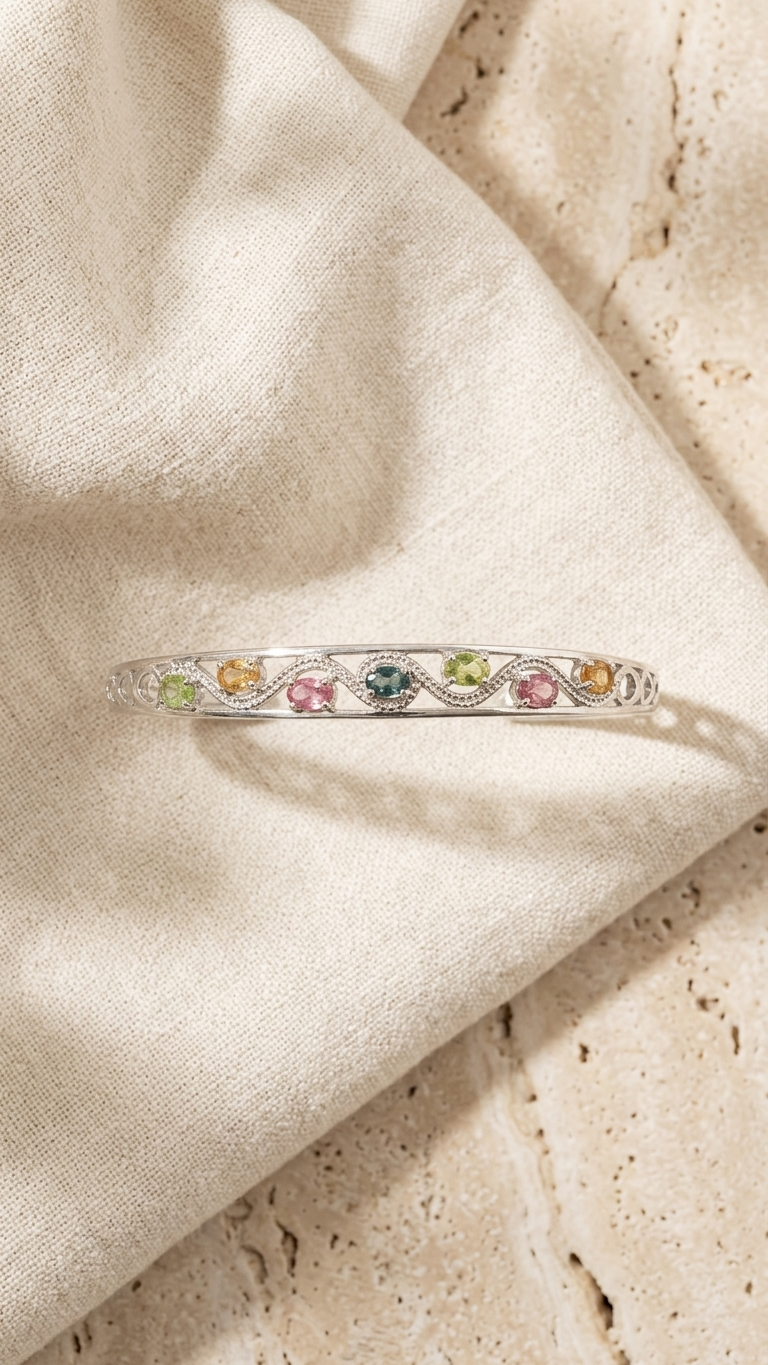 Brazalete ELARA  Turmalinas multicolor y circonitas