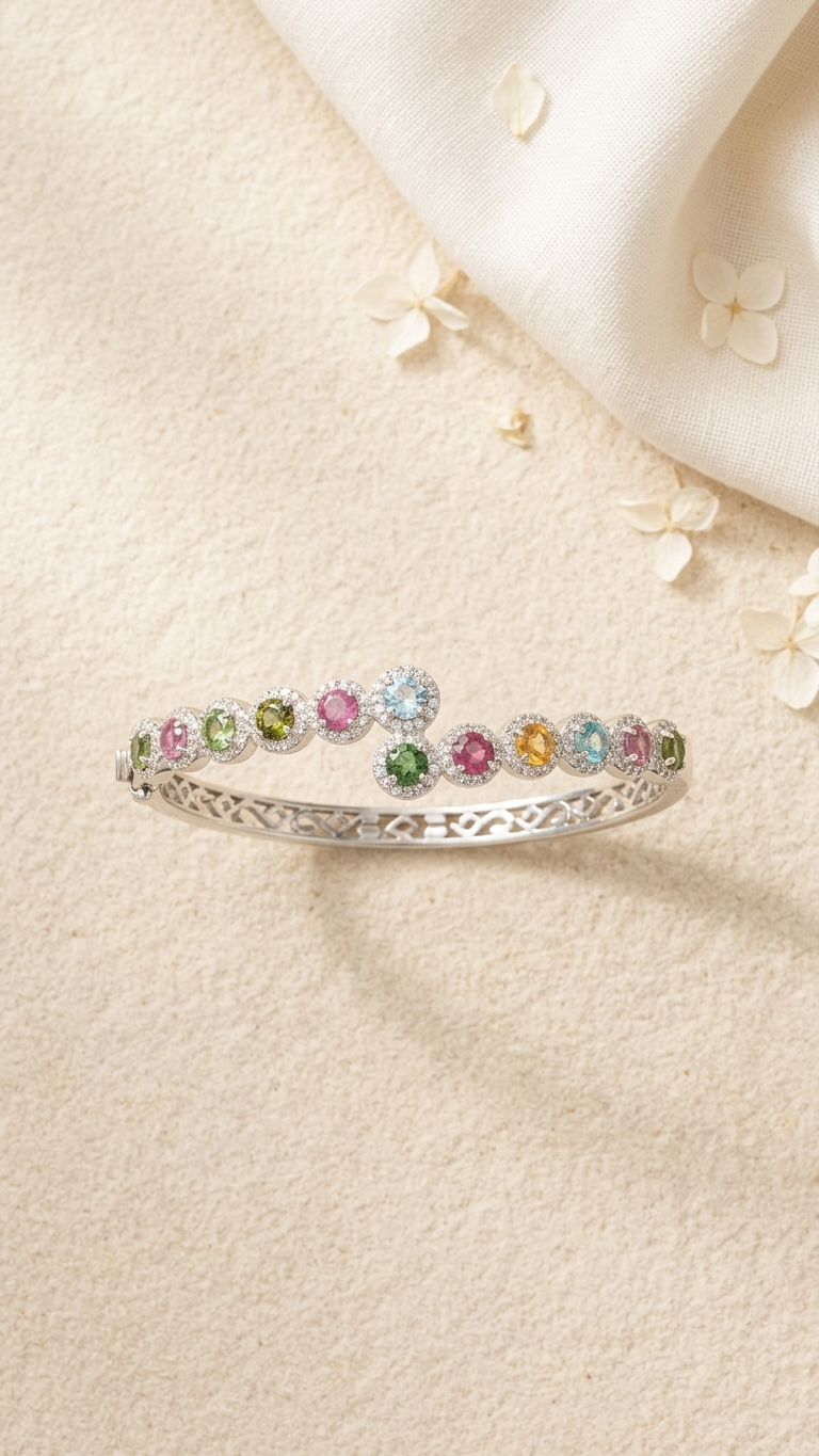 Brazalete ARIA  Turmalinas multicolor y circonitas