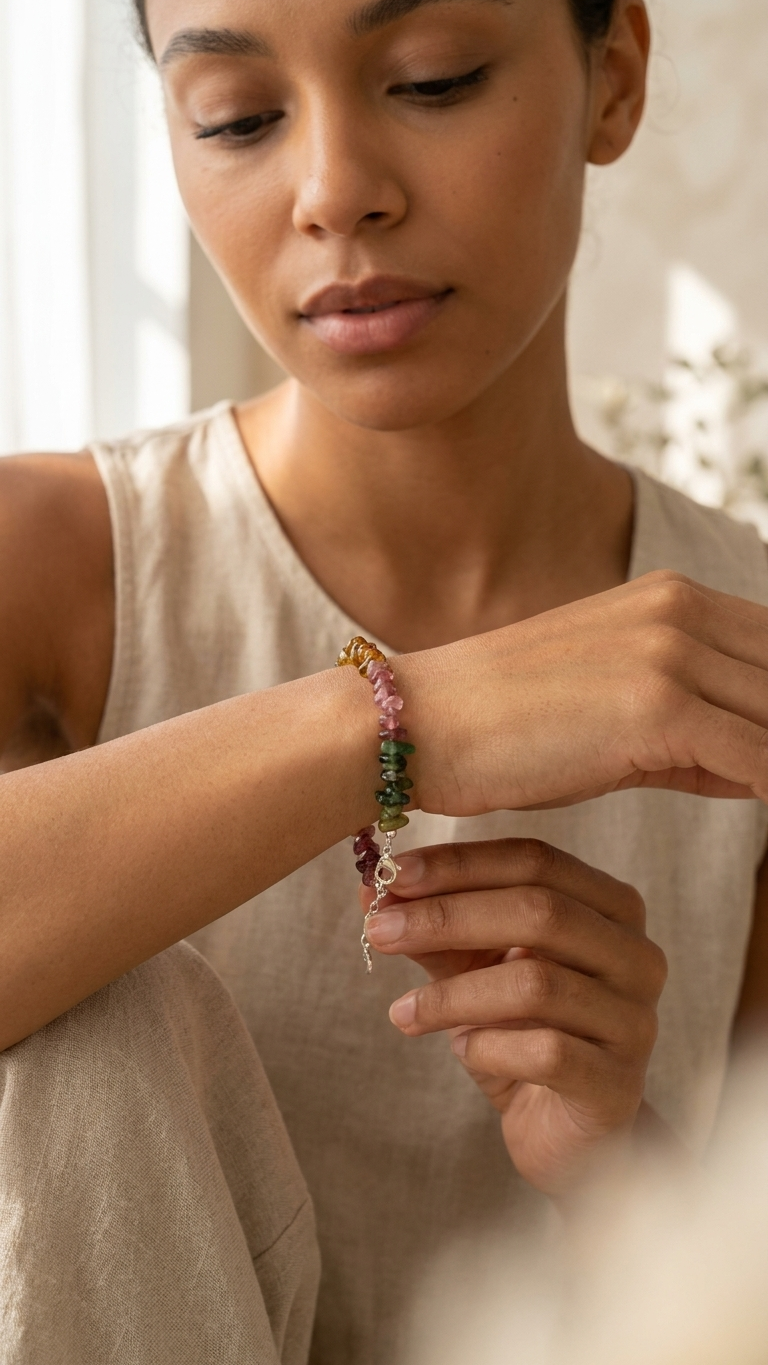 Pulsera MIRA - Turmalinas multicolor en plata 925