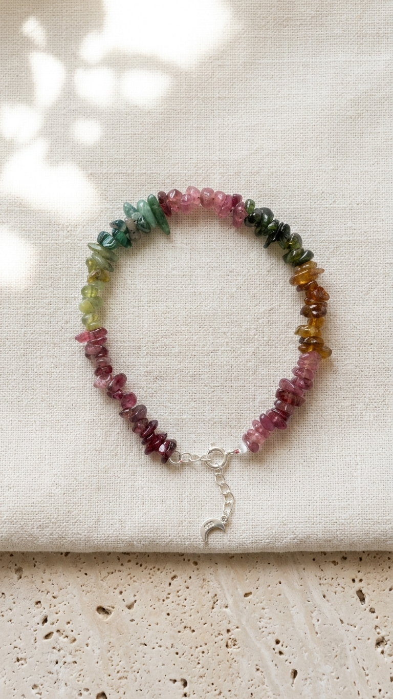 Pulsera MIRA - Turmalinas multicolor en plata 925