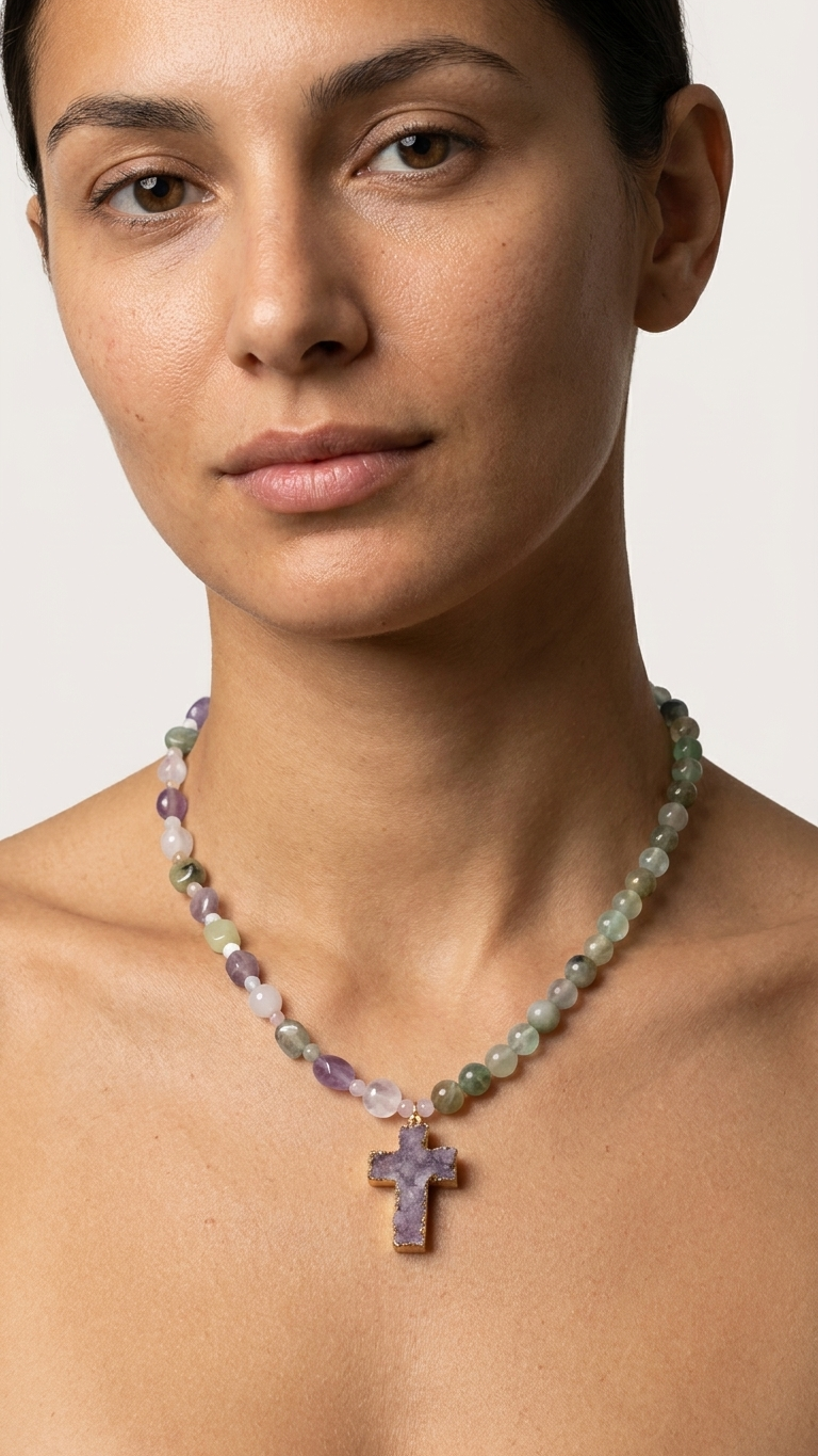 Collar AURA - Mix de minerales y colgante drusa