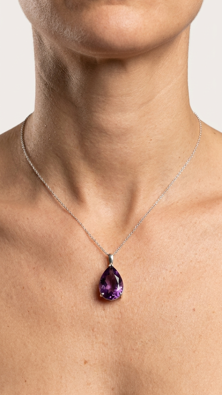 Collar ASTRA  Colgante de amatista y plata 925