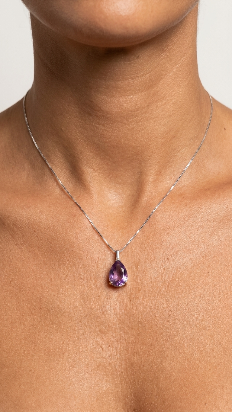 Collar ASTRA  Colgante de amatista y plata 925