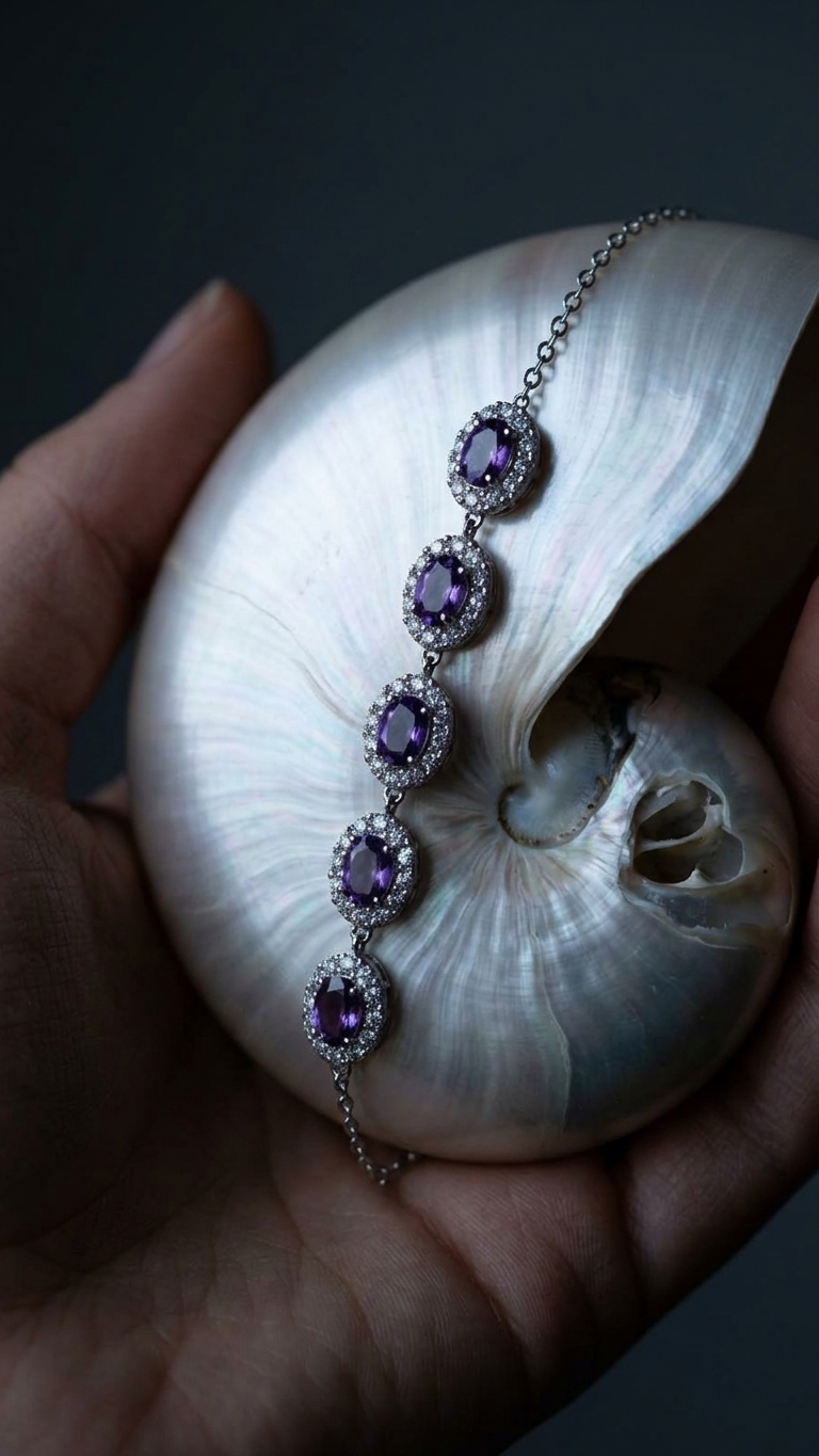 Pulsera LUNÉA  Pulsera de amatista y circonitas ·