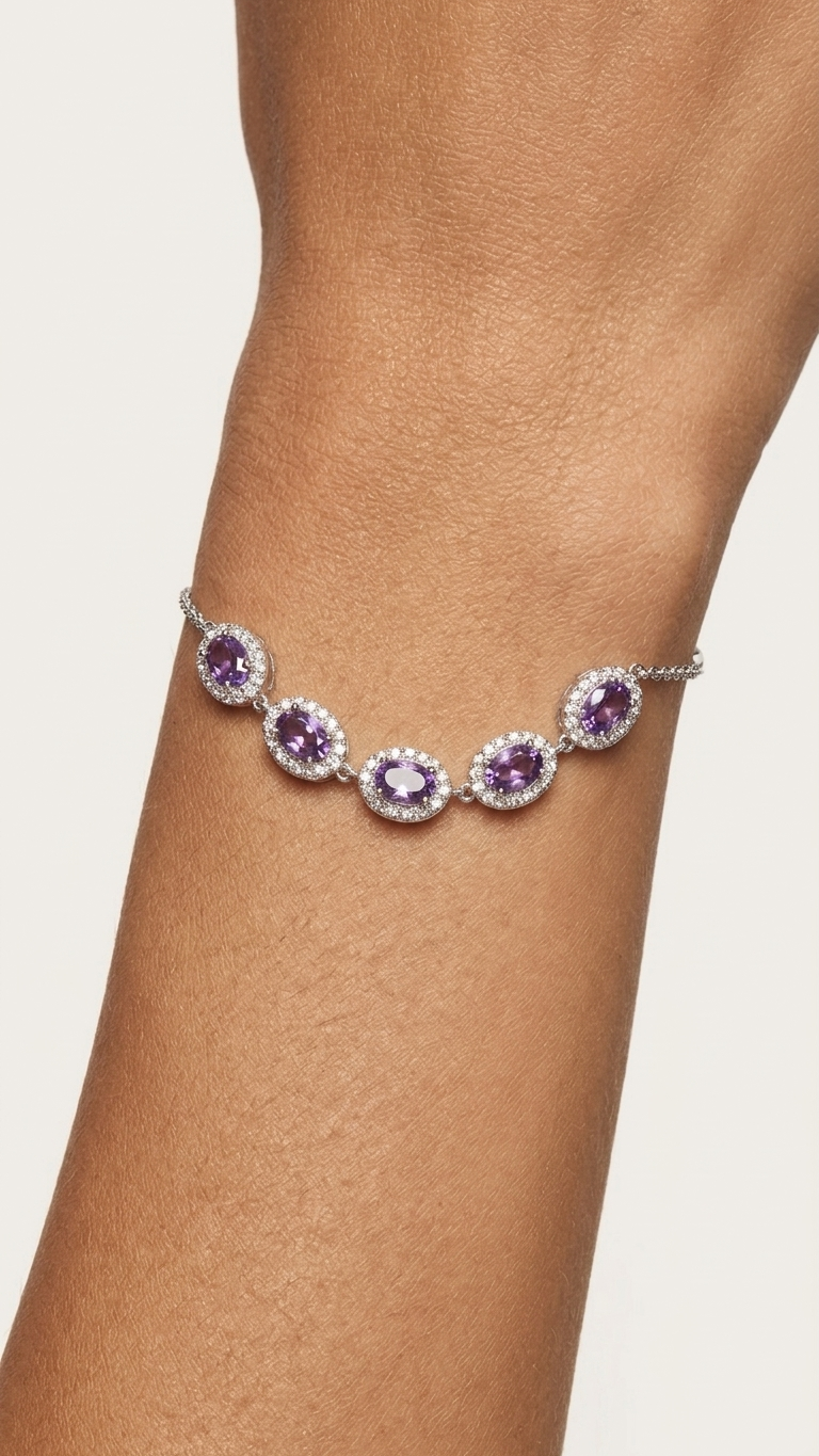 Pulsera LUNÉA  Pulsera de amatista y circonitas ·