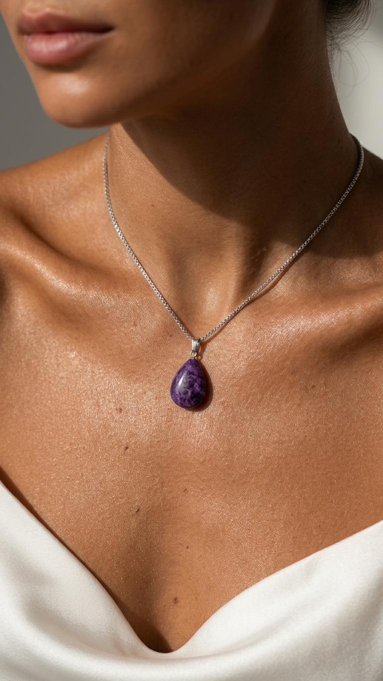 Collar LUMEN  Colgante de charoita y plata 925 |