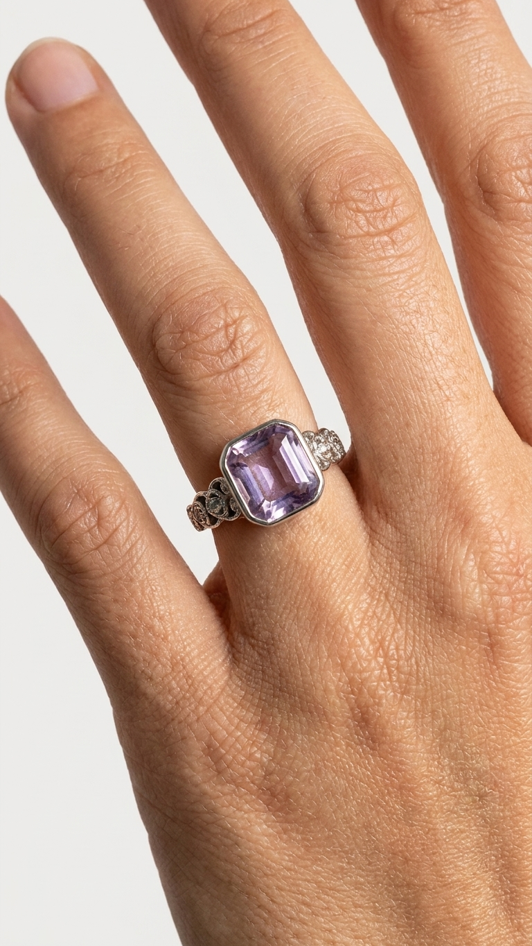 Anillo ALTHEA  Anillo de amatista lavanda