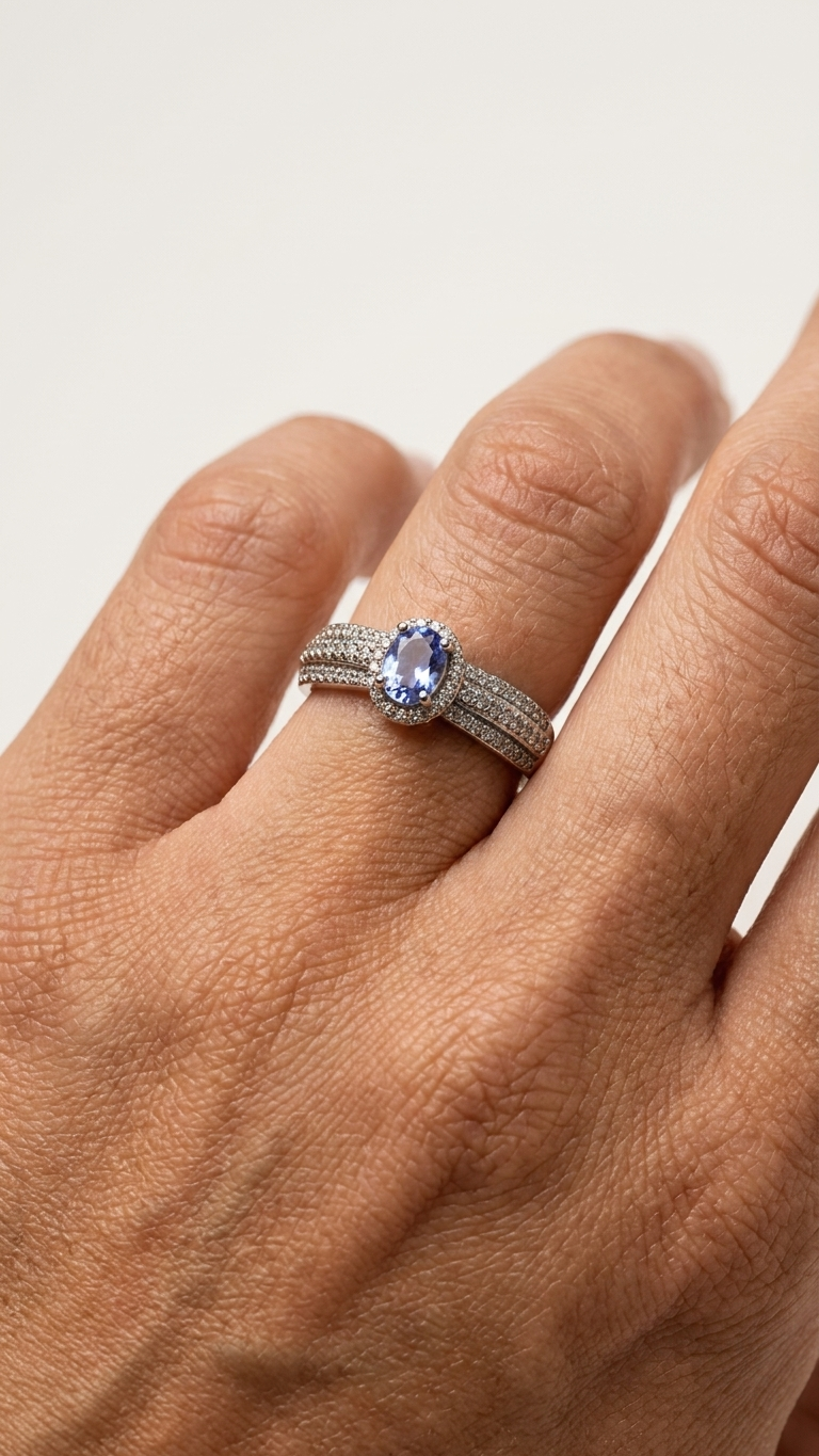 Anillo VÉLIA -  Anillo de plata con tanzanita y circonitas