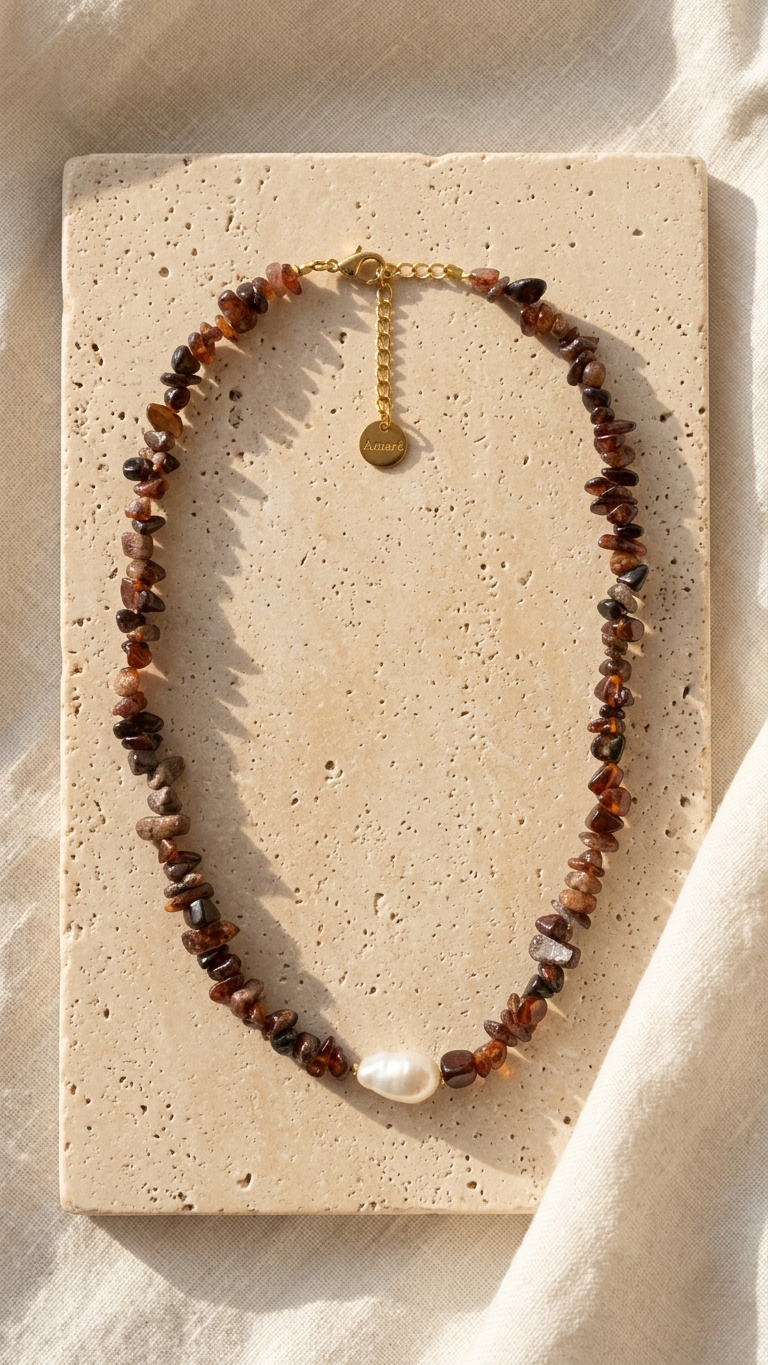 FORZA Collar con Minerales y Perla Barroca