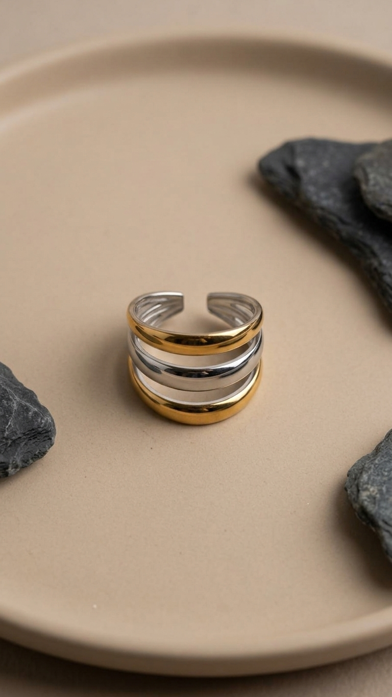 Anillo ANFITRITE - Acero bicolor
