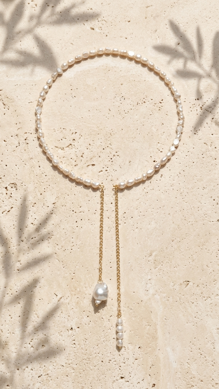 ELARA — Choker de perla barroca y cadenas acero