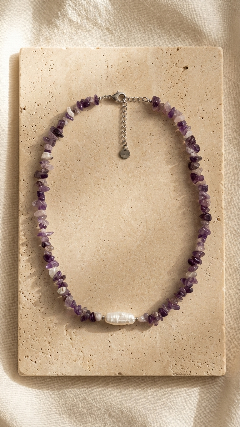FORZA Collar con Minerales y Perla Barroca