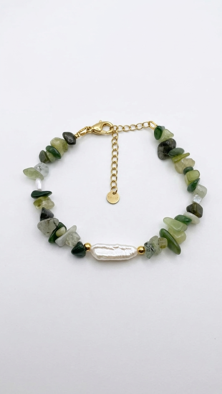 FORZA Pulsera con Minerales y Perla Barroca