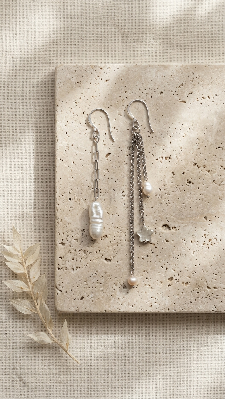 Pendientes NEXO de perlas barrocas y acero
