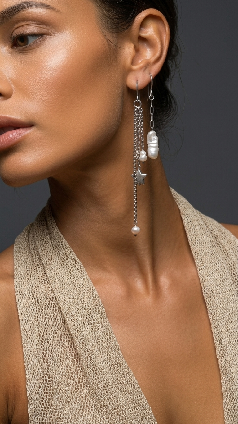 Pendientes NEXO de perlas barrocas y acero