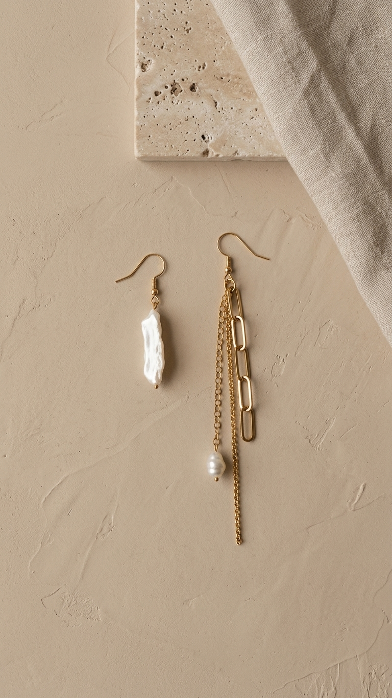 Pendientes TRAZO dorados con perlas barrocas