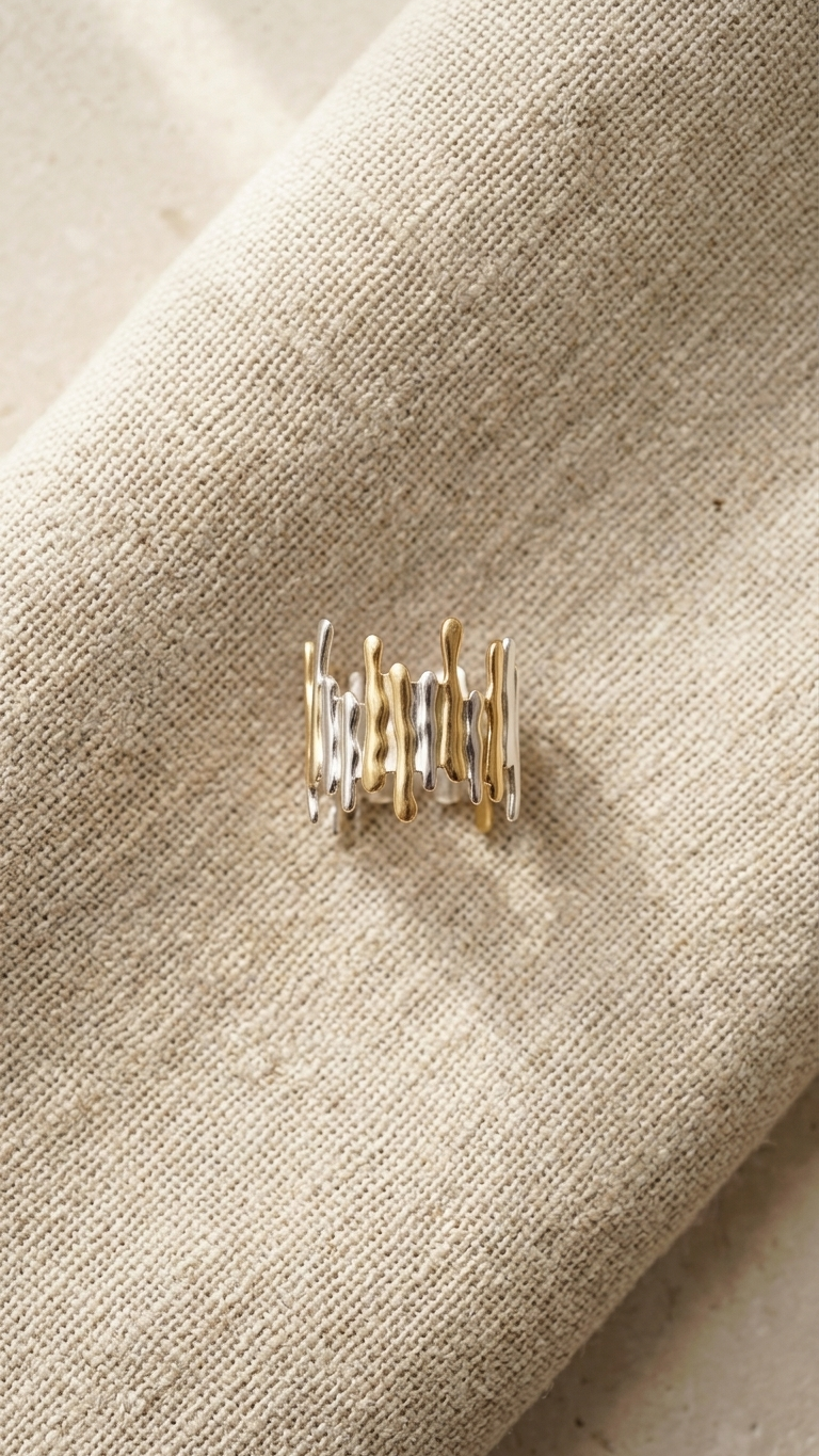 Anillo GALENE Bicolor de Acero Inoxidable | AMARÉ Copiar