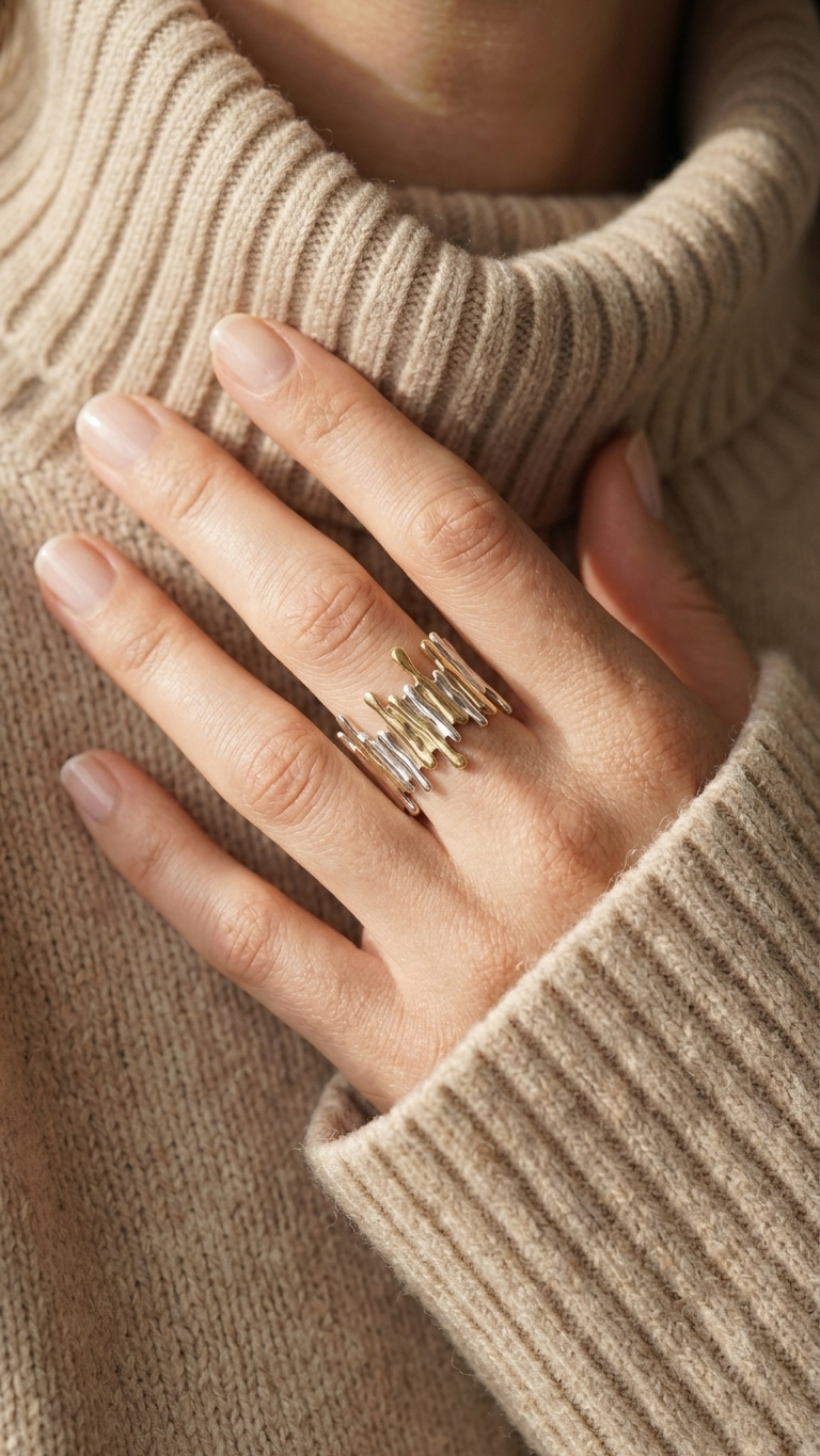 Anillo GALENE Bicolor de Acero Inoxidable | AMARÉ Copiar