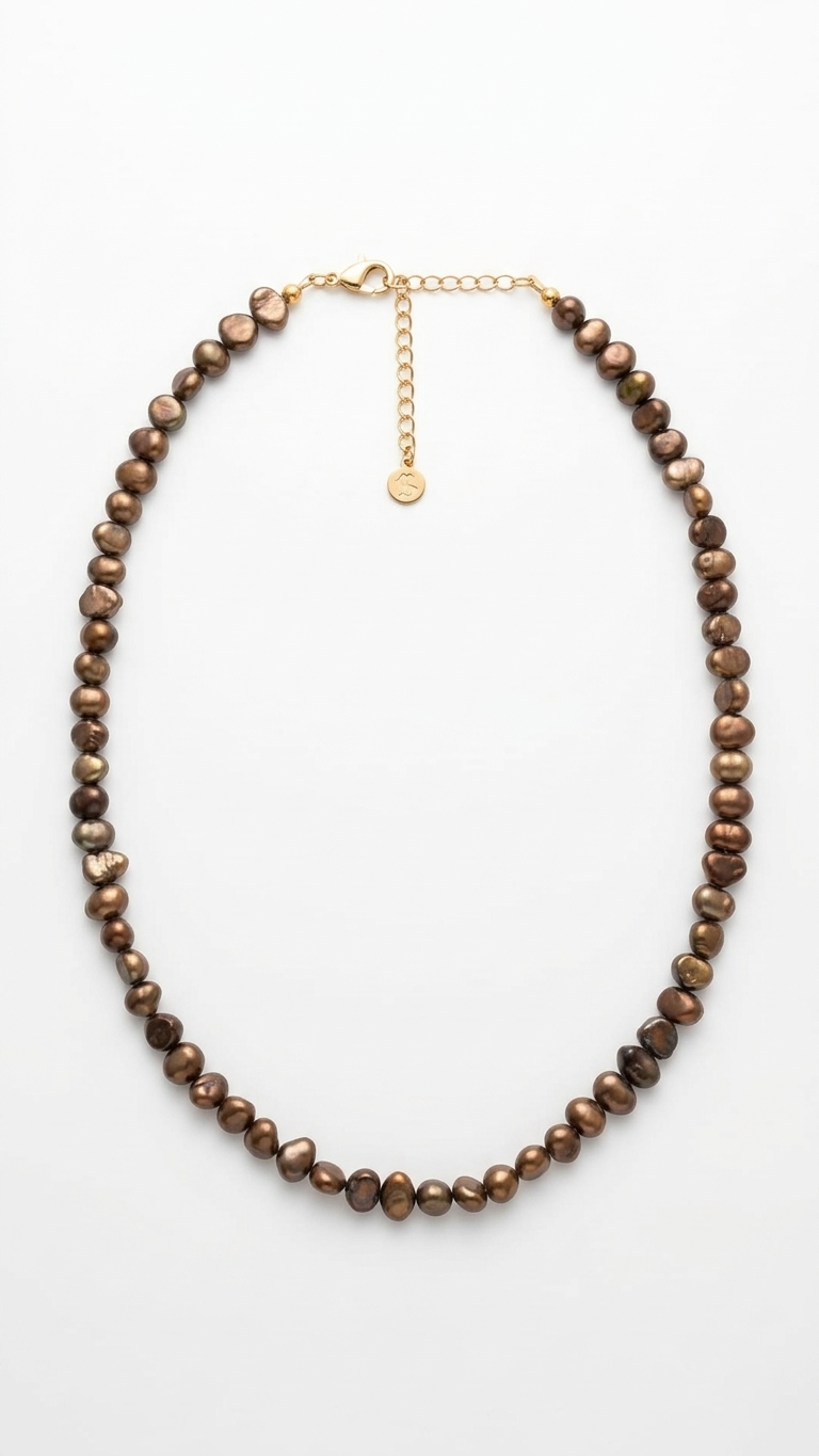 Collar BRONCE - Perlas Barrocas Marrón Dorado