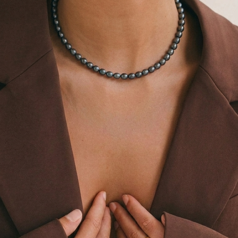 Collar AURORA - Perlas de Agua Dulce Azul Irisado