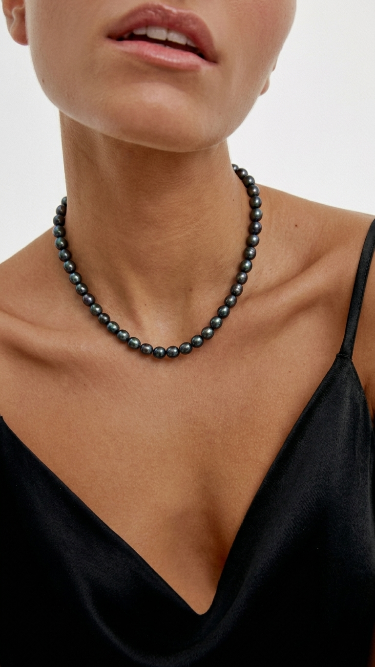 Collar BOREAL -Perlas Azules de Agua Dulce