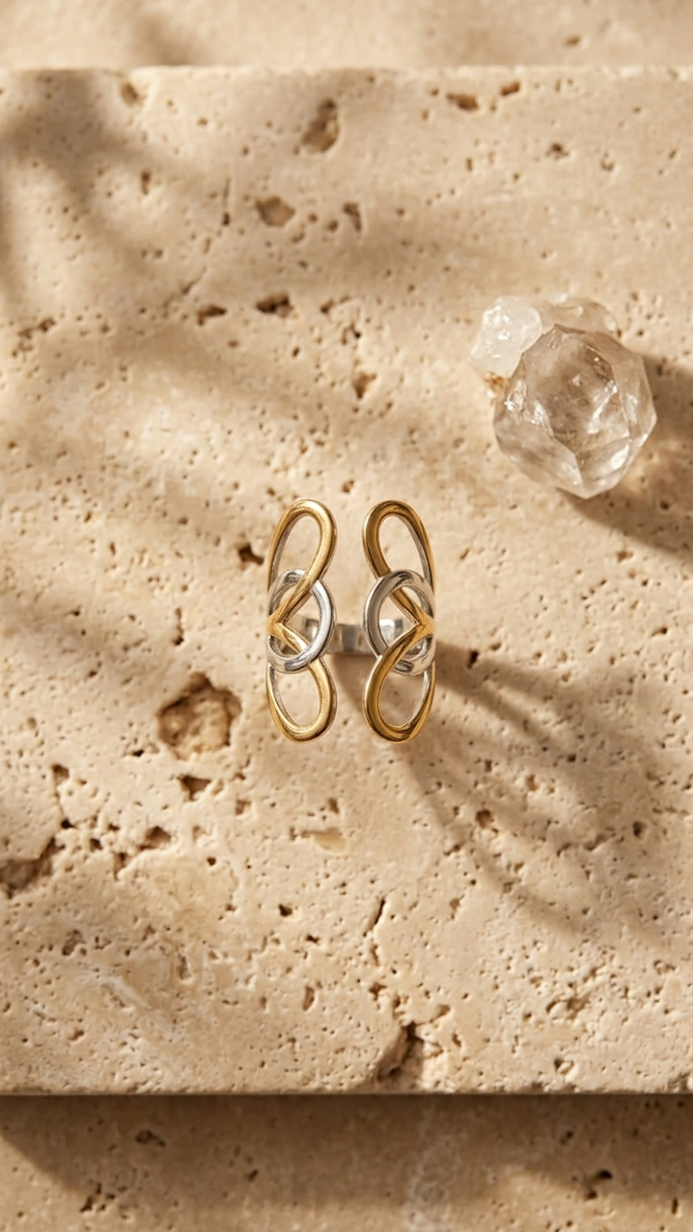 Anillo ZENDA Bicolor Ajustable en Acero