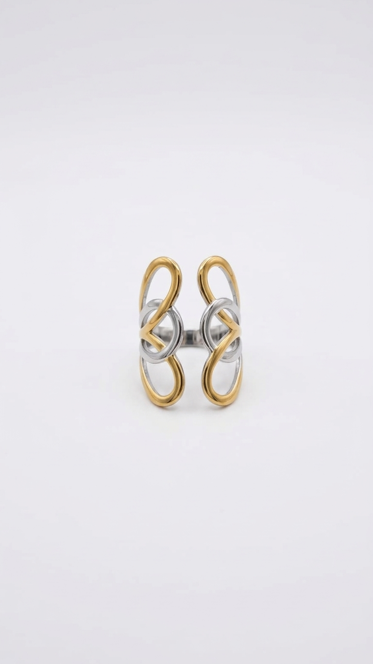 Anillo ZENDA Bicolor Ajustable en Acero