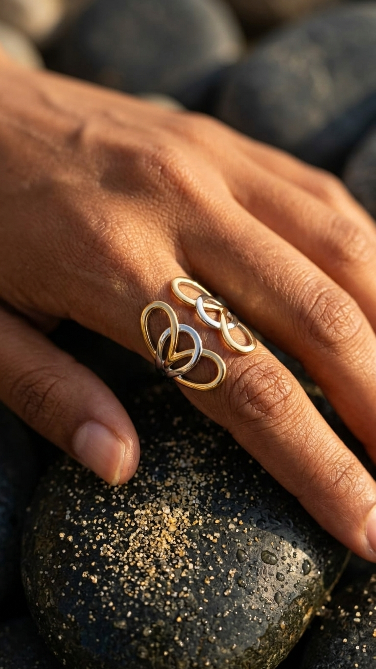 Anillo ZENDA Bicolor Ajustable en Acero
