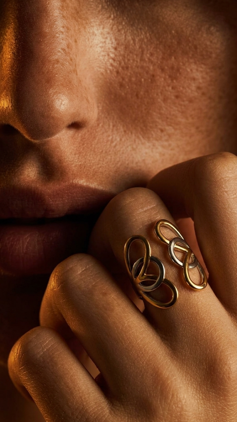 Anillo ZENDA Bicolor Ajustable en Acero