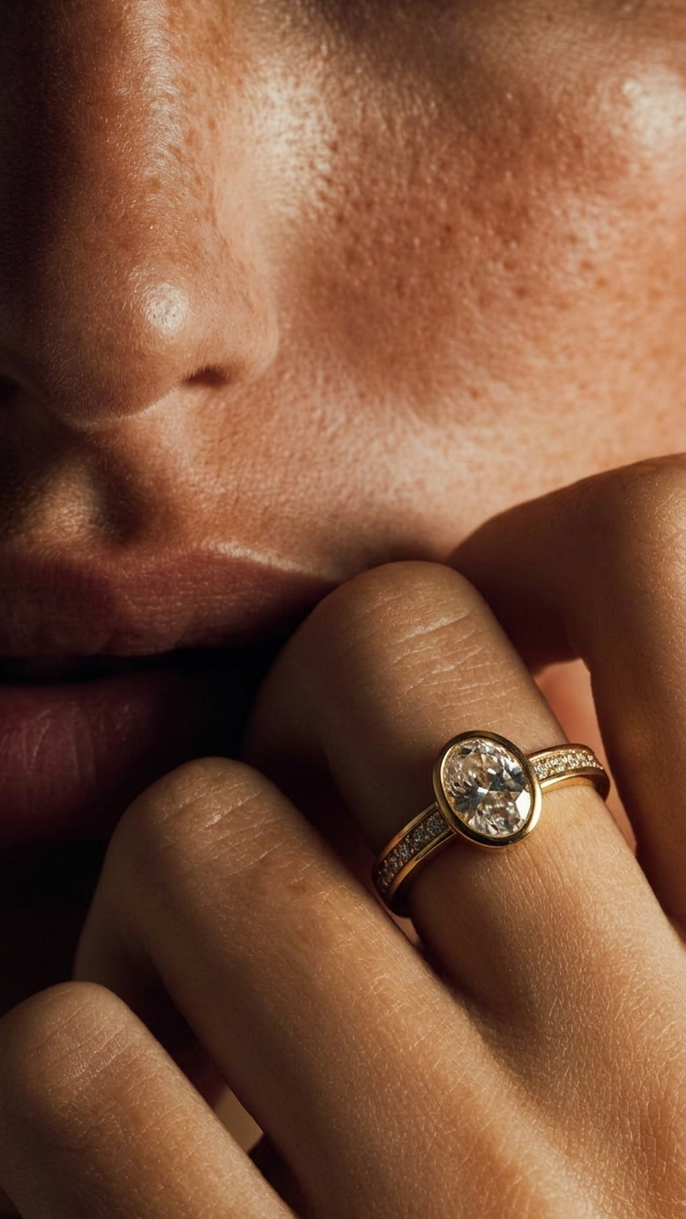 Anillo LUMI en Acero Baño Oro PVD y Circonitas