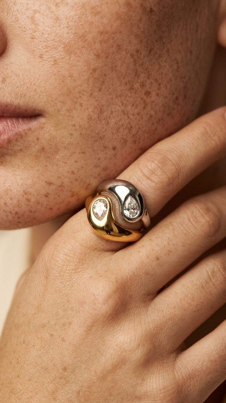Anillo Kira en Acero Inoxidable y Mineral