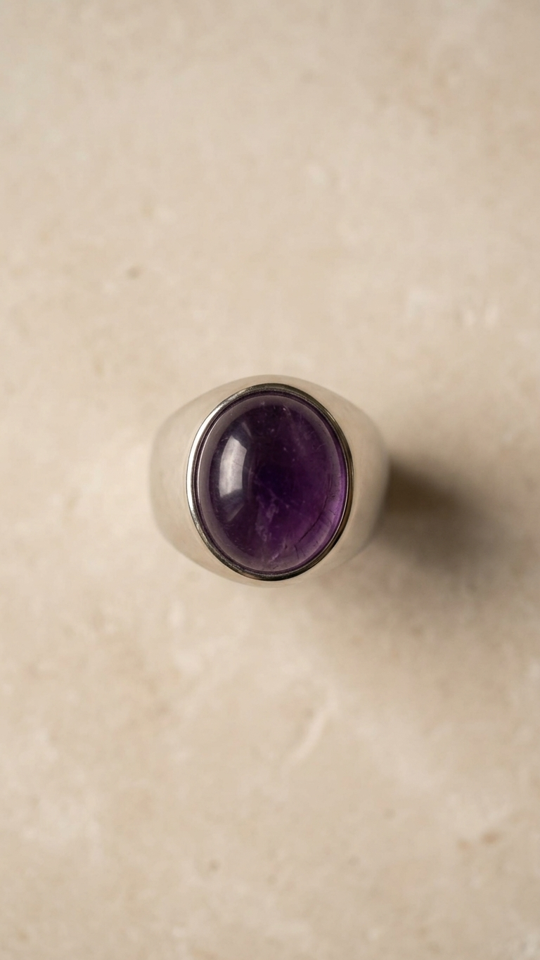 Anillo ARON de Acero Sólido y Amatista