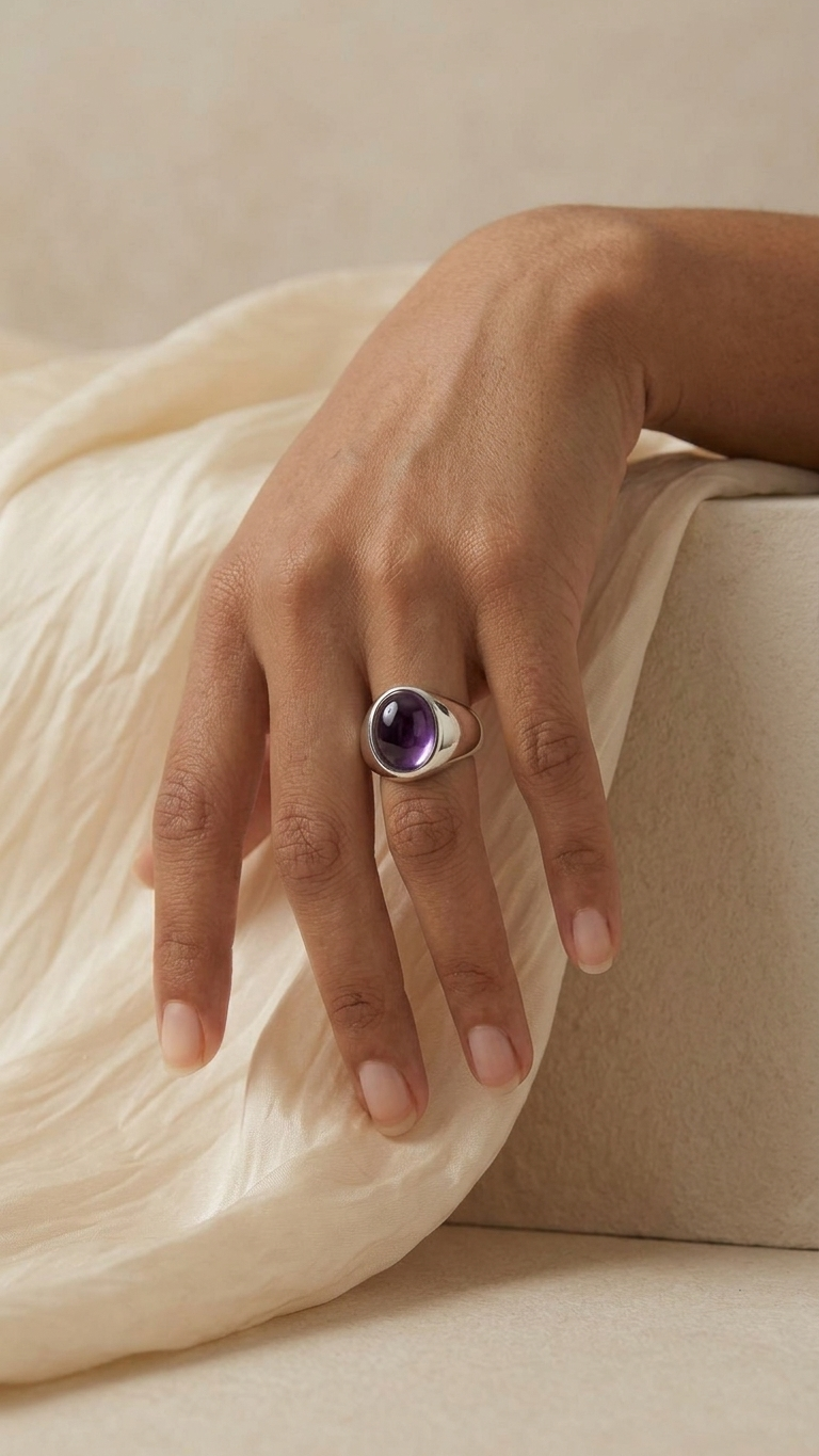 Anillo ARON de Acero Sólido y Amatista