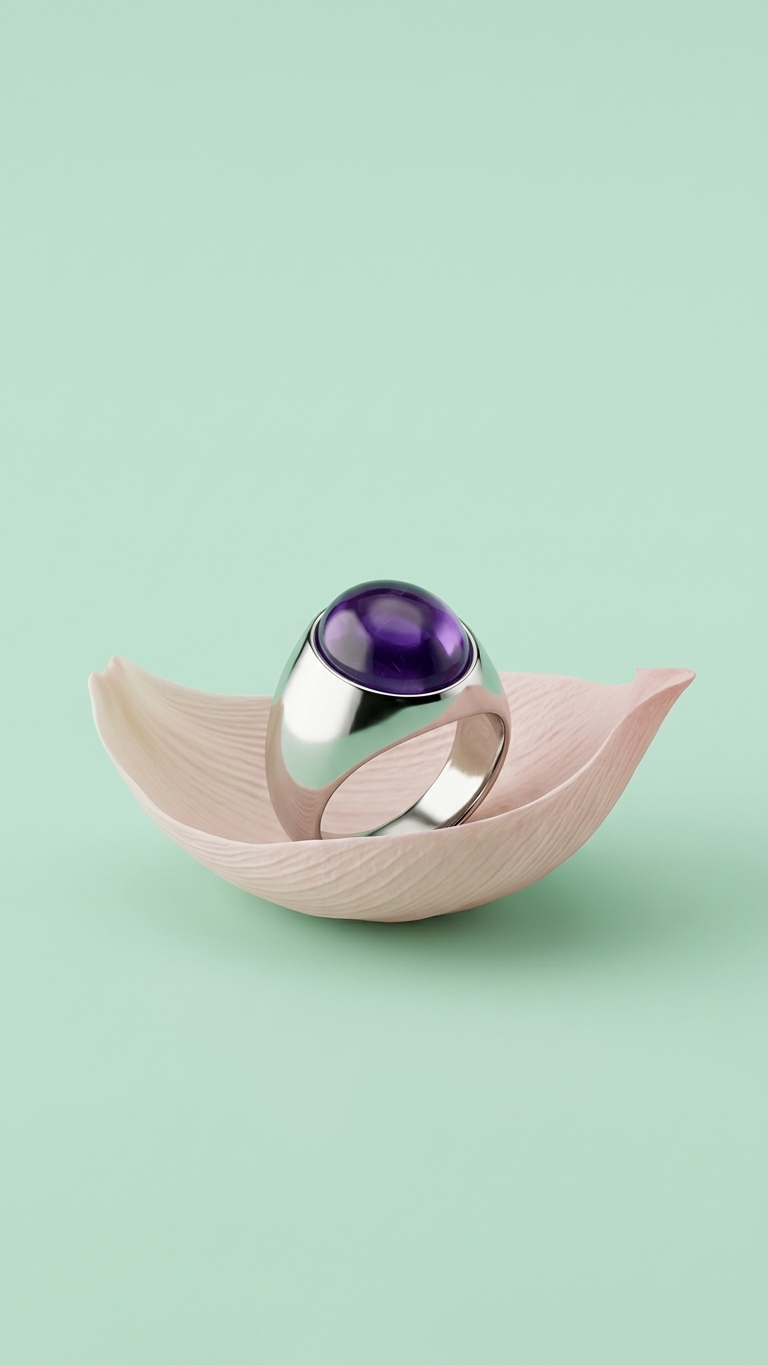 Anillo ARON de Acero Sólido y Amatista