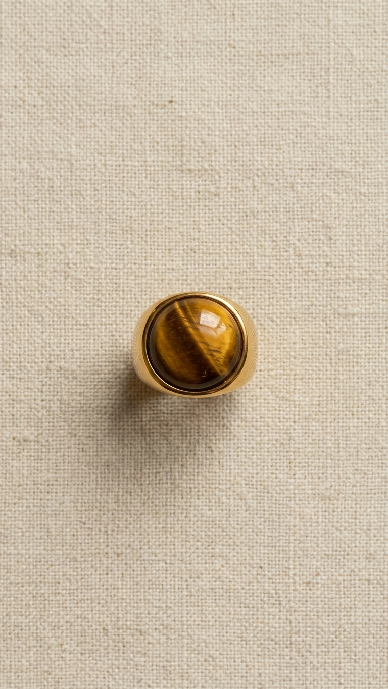 Anillo GALATEA · Ojo de Tigre y Acero